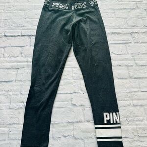 PINK Victoria’s Secret Leggings L | Dark Gray Yoga Pants with Logo Waistband